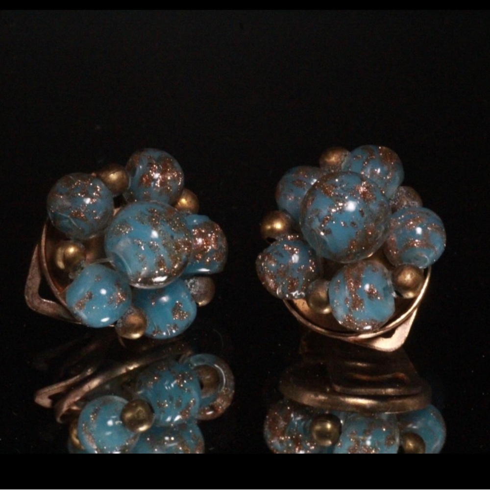Vintage 1970's Venetian murano milifiori clip on Earrings